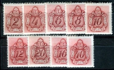 HUNGARY POSTAGE DUE 1941 135-143 ** MNH FLAWLESS SET (06127 - Image 1 of 2