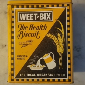 Contenedor de almacenamiento de lata coleccionable Weet-Bix amarillo VACÍO decoración de exhibición - Imagen 1 de 11