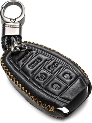 Genuine Leather Smart Key Fob Case Protector Compatible for 2017 - 2025 (Black - Image 1 of 4
