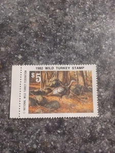 US 1982 National Wild Turkey Federation 5$ Stamp Unused Turkey Vintage - Picture 1 of 2