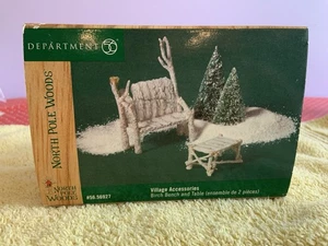 Dept 56 North Pole Woods Birch Bench &Table Set  #56927 - Picture 1 of 6