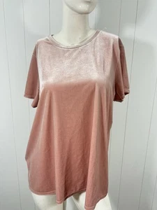 NWT GAP Dusty Rose Pink Velvet Velour Blouse Tee Size XL Relaxed Fit - Picture 1 of 8