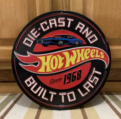 Hot Wheels Metal Sign Die-Cast Toy Ramp Mattel Red Line Vintage Style Wall Decor - Image 1 of 4