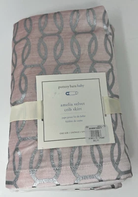 Pottery Barn Baby Amelia Pink Velvet Crib Skirt NEW - Image 1 of 3