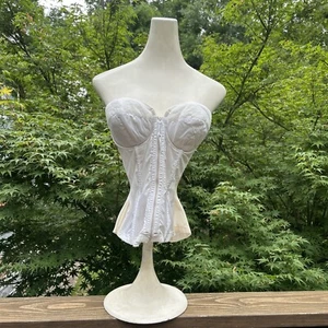 Vintage 1950's Warner Ivory Longline Strapless Zip Womens Corset Top White 34C - Picture 1 of 14
