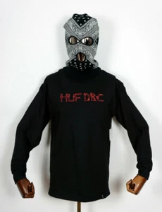 Huf Worldwide Skate Shoes Longsleeve LS T-Shirt Tee Para Damas Emb Black En M - Imagen 1 de 1