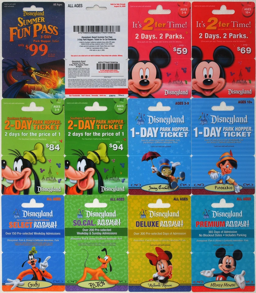 11 Different DISNEYLAND Passport Disney Gift Cards 2009: Fantasmic, Mickey++(+1) - Image 1 of 1
