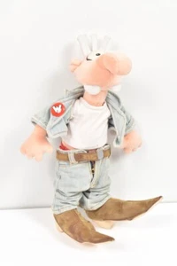 Werner - Plüschfigur - Stofftier - Jeansjacke - W Pin - Gebraucht - ca 30cm - Bild 1 von 6