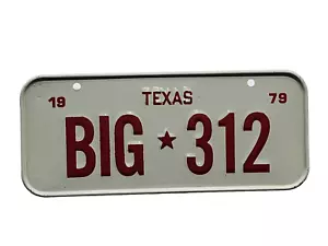 1979 Texas BIG 312 Lone Star State Mini Bicycle Cereal License Plate - Picture 1 of 1