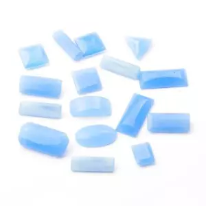 (16) Czech vintage geometric chalcedony opaline blue glass rhinestones cabochons - Picture 1 of 2