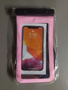 IPX8 Pochette Support Téléphone Étanche Rose avec LANYARD pour Téléphones 3" 1/2 x 6" 1/8 - Photo 1 sur 2