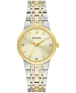 Bulova Modern Diamond Quartz Two Tone Stainless Steel Ladies Watch 98P224 - Picture 1 of 13