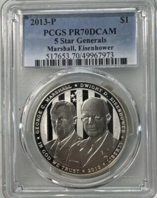 2013 5 STAR GENERALS Silver Dollar PCGS PR70💥FLAWLESS QUALITY💥 - Image 1 of 4