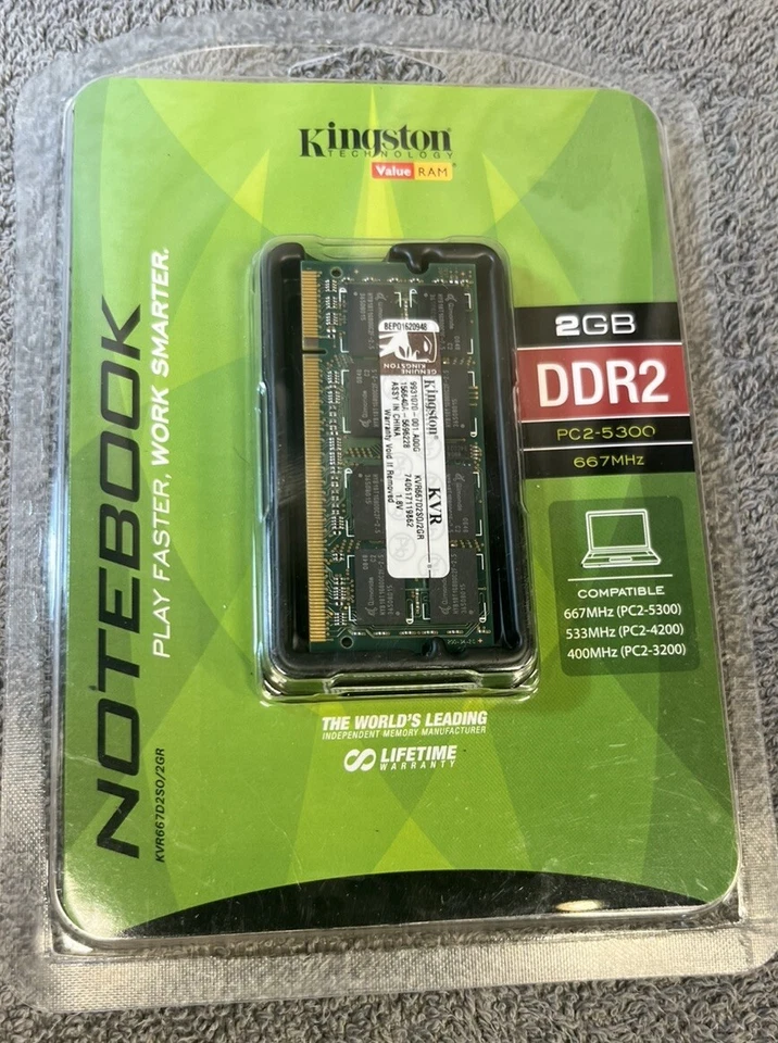 2GB Kingston DDR2-667 PC2-5300 SODIMM Memory RAM KVR667D2S0/2GR NEW Sealed - Image 1 of 2