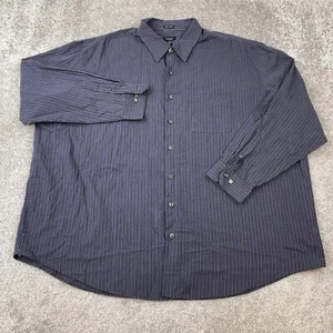 Van Heusen No Iron Dress Shirt Men's 21-21.5 Long Sleeve Purple Black Striped - Picture 1 of 8