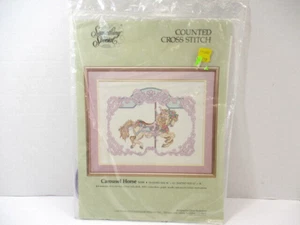 Vtg 1988 Counted Cross Stitch Kit Carousel Horse #50388 18"x14" CANDAMAR DESIGNS - Picture 1 of 11