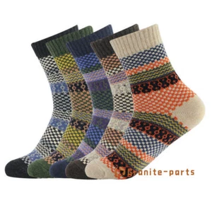Mens Warm Thick Casual Sport Soft Crew Wool Classic Design Boots Socks 5 Pairs - Picture 1 of 7