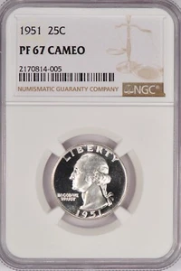 1951 Washington Quarter Proof NGC PF 67 CAMEO PR67CAM Frosty Silver Coin 25C - Picture 1 of 2