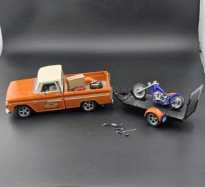Danbury Mint Custom Cycles 1:24 1966 Chevy C10 Hot Rod Pickup Truck & Chopper - Bild 1 von 21
