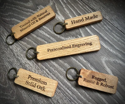 UKHOBBYSTORE Solid Oak Handmade Wood Extra Large Wooden Keyring Hotel Lodge Caravan Door Key