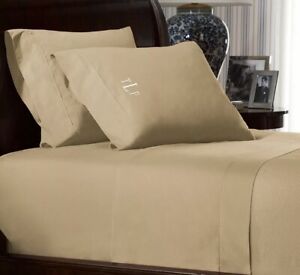Ralph Lauren 464 Thread Count Cotton Percale Flat Sheet Burnished Chamois - King