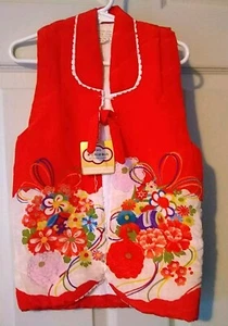 Vintage Chanchanko traditioneller Tokyo japanischer CP Mädchen 6T Kimono gefütterte Weste neu mit Etikett - Bild 1 von 8