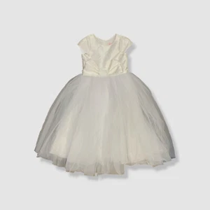 Zoe LTD Kid's Girl's White Elizabeth Satin Bow Tulle Dress Size 8 - Picture 1 of 4