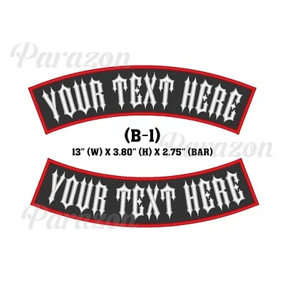 Custom Embroidery Top & Bottom Rocker Motorcycle Biker Sew on Patch 13" (B-1) - Image 1 of 4