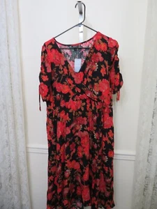 TORRID MIDI SWISS LINEN SURPLICE DRESS PLUS SIZE 1 - Picture 1 of 8