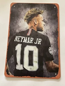 Insegna Latta Metallo 8"x 12" Stella Calcio Brasiliana Neymar Jr Decorazione - Foto 1 di 2