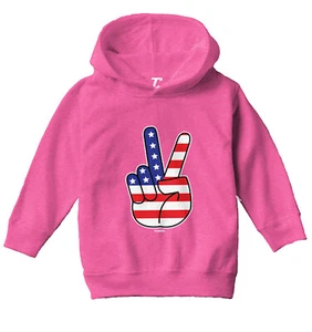 Peace Sign - American Flag USA United Staes 4th Of July Toddler/Youth Hoodie - Picture 1 of 12