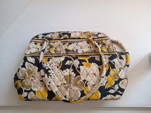  Vera Bradley Tablet Sleeve Case Black and Yellow Floral Zip Cotton Pouch - Picture 1 of 11