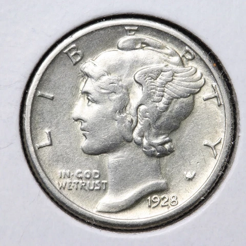 1928-S Mercury Silver Dime CHOICE AU E299 IMM Cover