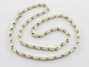 14k Yellow And White Gold Men's Bullet Ball Chain Necklace 28" 56.4 g - Picture 1 of 9