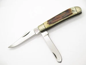 Vtg '80s Frost Cutlery CT-10 Seki Japan 3.5" Stag Trapper Folding Pocket Knife - Picture 1 of 8