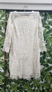 NWT JUICY COUTURE Lace Long Sleeve Dress, White, $278, sz US 4 - Picture 1 of 12