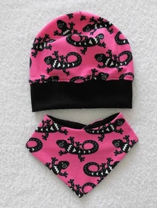  Beanie Jerseymütze  Jersey Halstuch   2 Tlg Set  Geckos HANDMADE - Bild 1 von 2