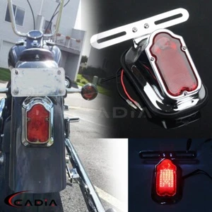 Red Tombstone Brake Tail Light License Plate Lamp For Harley Chopper Cafe Racer - Picture 1 of 8