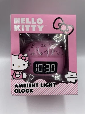 Hello Kitty Pink Ambient Projection Light Alarm Clock NEW In Box - Image 1 of 4