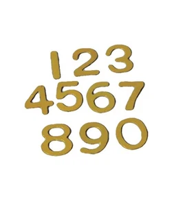 Dolls House Miniature 1/12th Scale Gold Colour House Numbers 0-9 DIY582 - Picture 1 of 1