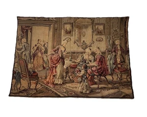 VTG French Jacquard Woven Tapestry Pictorial Victorian 39x 54” READ FLAWS - Picture 1 of 23