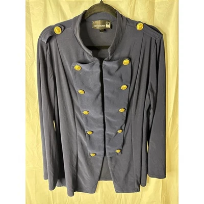 Chaqueta Blazer Antthony Azul Marino Estilo Militar Botones Dorados Manga Larga Foto 1 de 4
