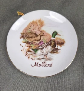 MCM Vintage UC & GC Japan Label Mallard Ducks Pin Cup Plate Wall Hanger 4" - Picture 1 of 6