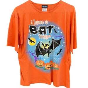 I Have a Bat Temper Orange Halloween glitzerndes Kürbis Shirt Größe Damen Large - Bild 1 von 5