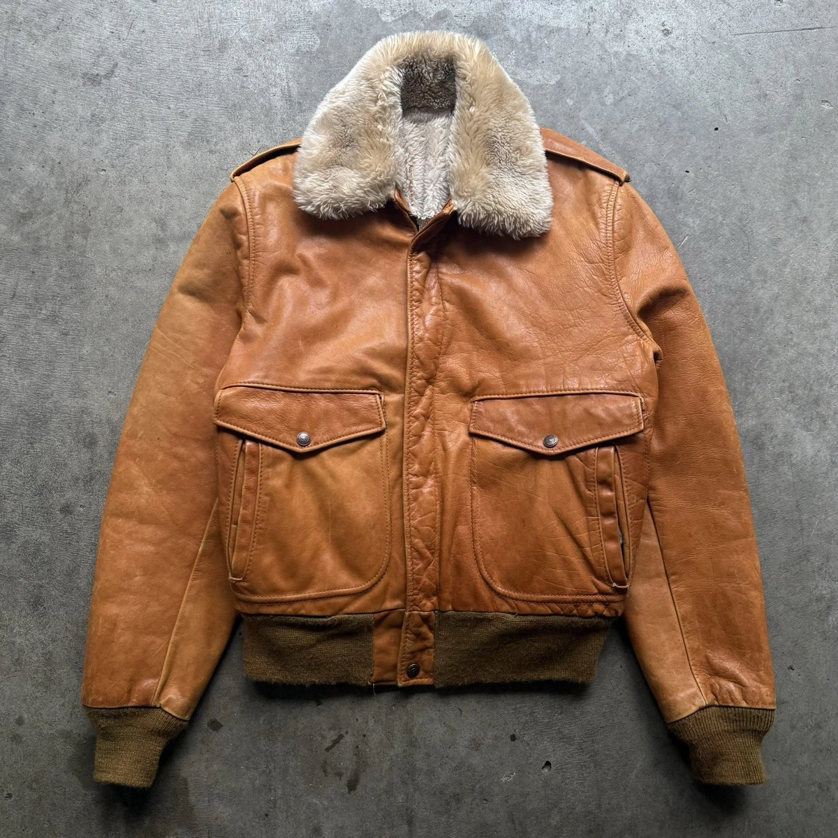 Bomber/Harrington Leather Vintage Outerwear Coats & Jackets for