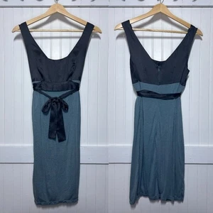 Saja ärmelloses schwarz blaues Kleid mit Bindeband Taille elegant formell Empire A-Linie - Bild 1 von 10