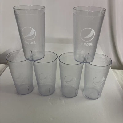 Nuevo (6) Vasos de plástico transparente para restaurante Pepsi Cola 16 oz impacto Foto 1 de 4