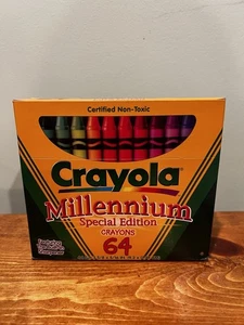 Vintage 1999 Crayola Box 64 Buntstifte Millennium Special Edition Box - Bild 1 von 8