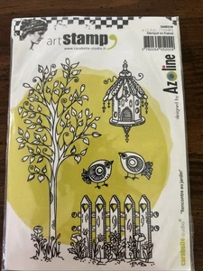 Carabelle Studio Art Stamp Rubber Texture SA60338 Birds Fence Birdhouse Elegant - Picture 1 of 4