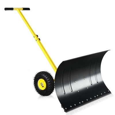 Snow Shovels Portable Premium Snow Removal Pusher with Wheel Adjustable Push Rod - Image 1 of 4